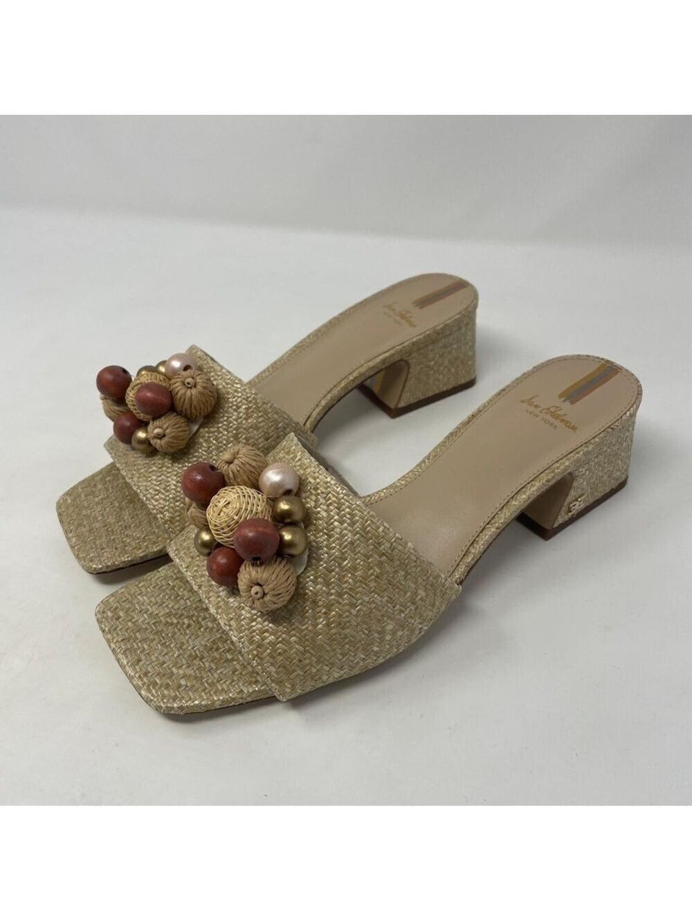 Sam Edelman Weston Eggshell Weave Block Heel Slide Sandal - NWT - Picture 7 of 12